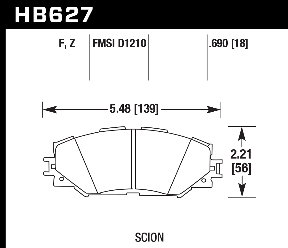 HB627B.690 - Hawk HPS 5.0 Brake Pads; Front