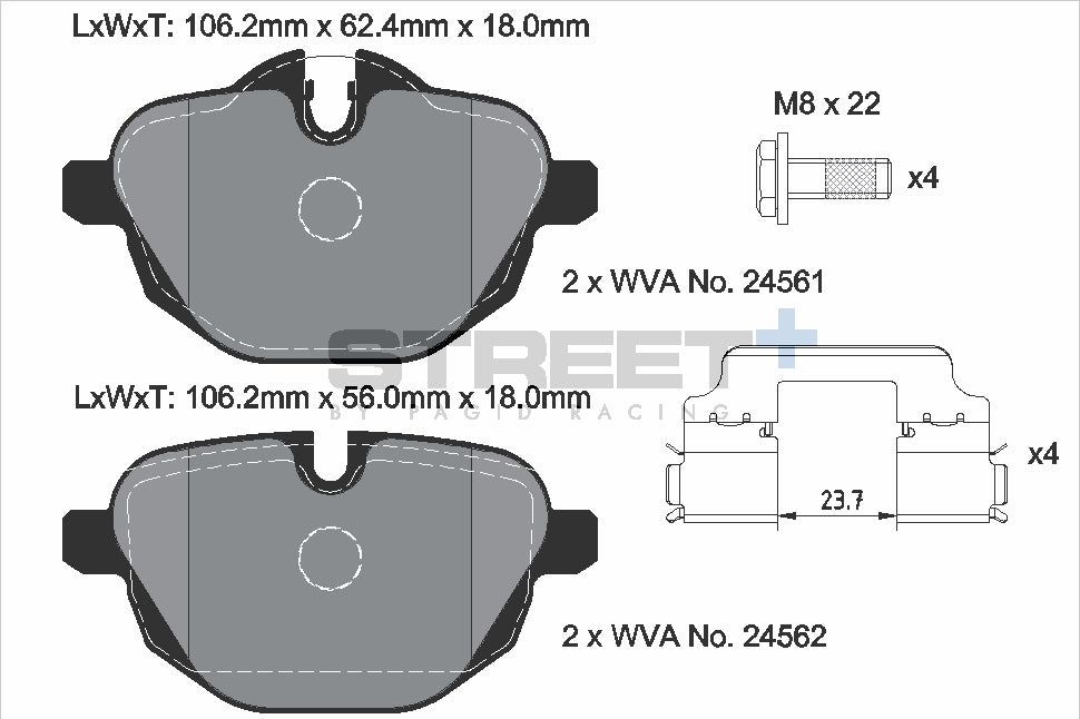 Pagid Racing Street+ Brake Pads - Rear | T8079SP2001 - Pagid Racing brake pads