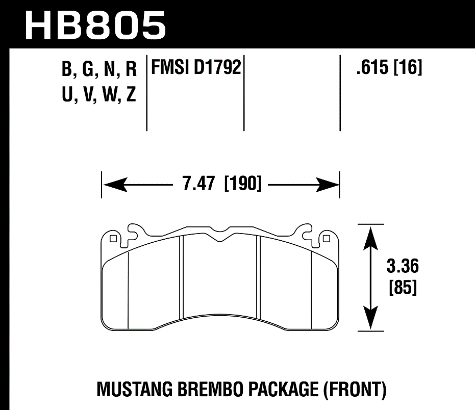 HB805Z.615 - Hawk PC Brake Pads; Front