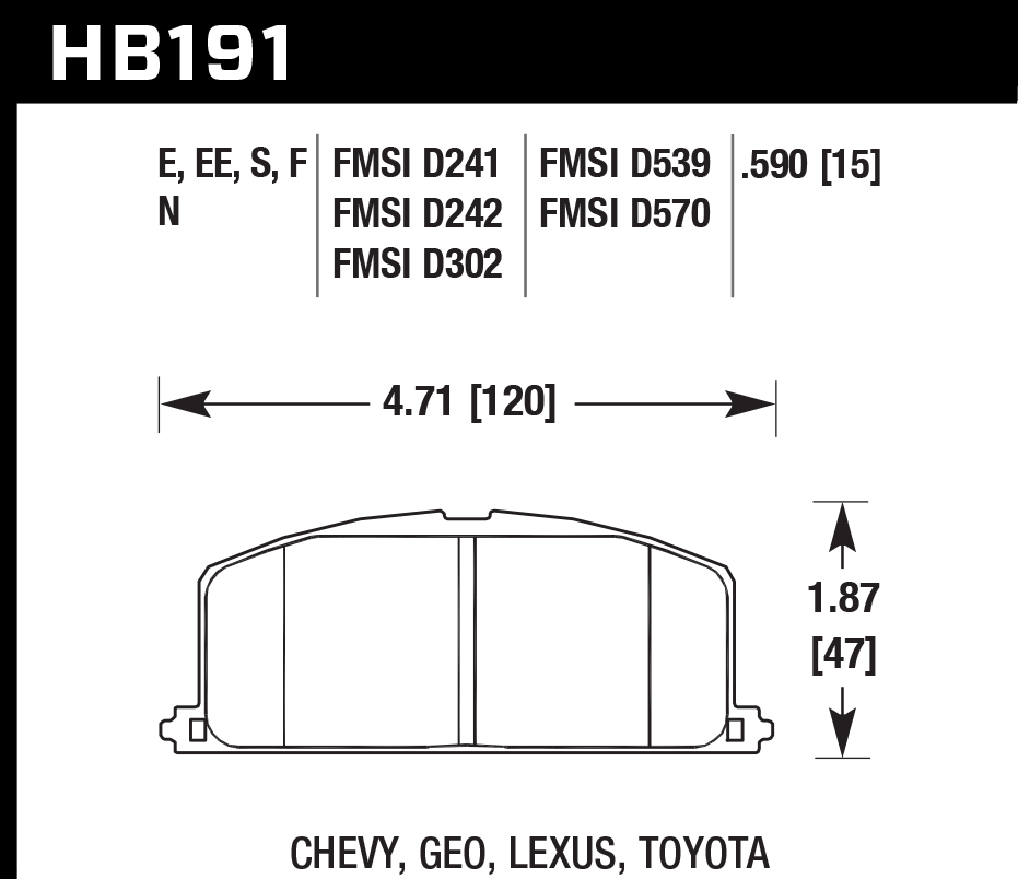 HB191D.590 - Hawk ER-1 Brake Pads; Front