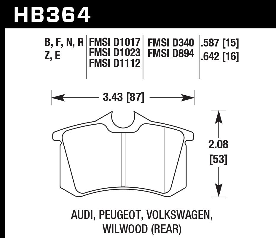 HB364B.642 - Hawk HPS 5.0 Brake Pads; Rear