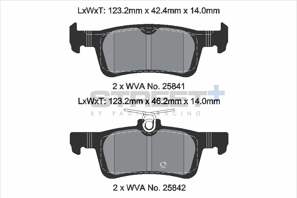 Pagid Racing Street+ Brake Pads - Rear | T8235SP2001 - Pagid Racing brake pads