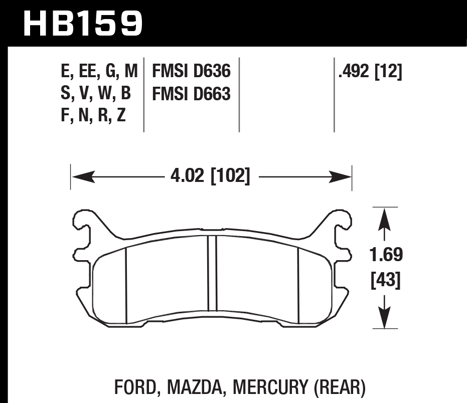 HB159D.492 - Hawk ER-1 Brake Pads; Rear