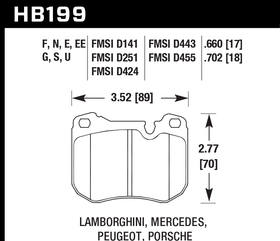 HB199F.702 - Hawk HPS Brake Pads; Front