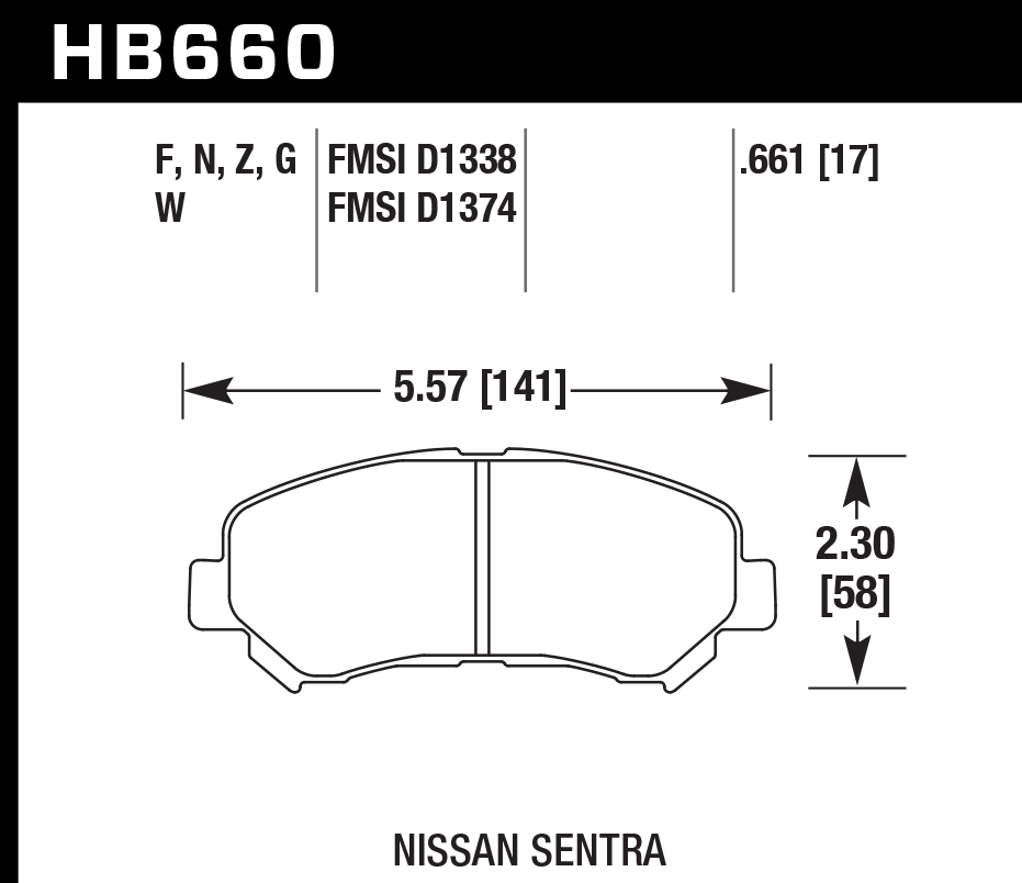 HB660F.661 - Hawk HPS Brake Pads; Front