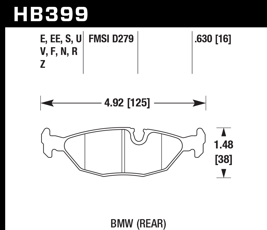 HB399F.630 - Hawk HPS Brake Pads; Rear