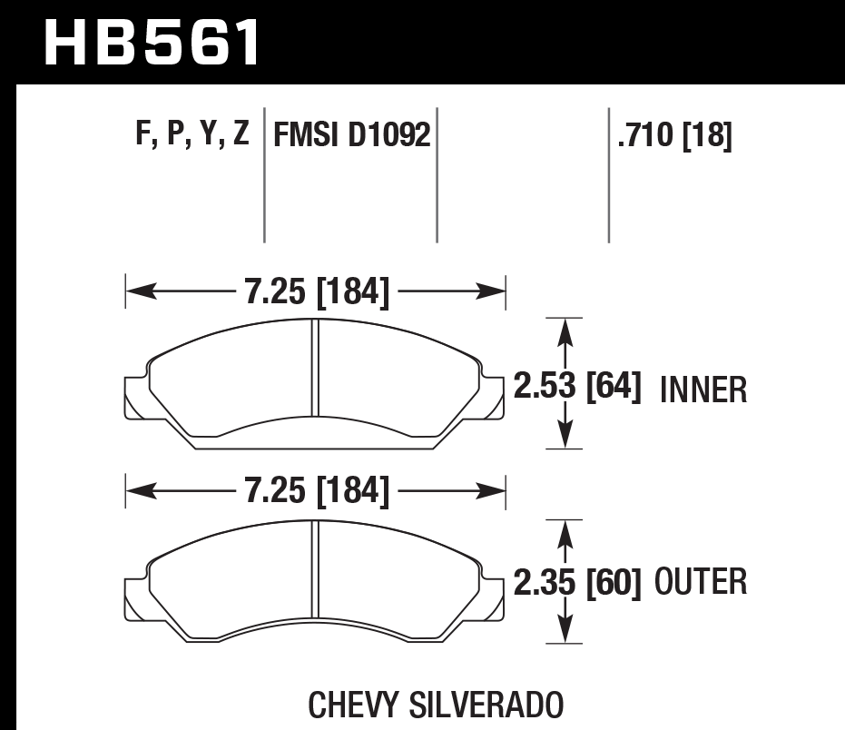HB561F.710 - Hawk HPS Brake Pads; Front