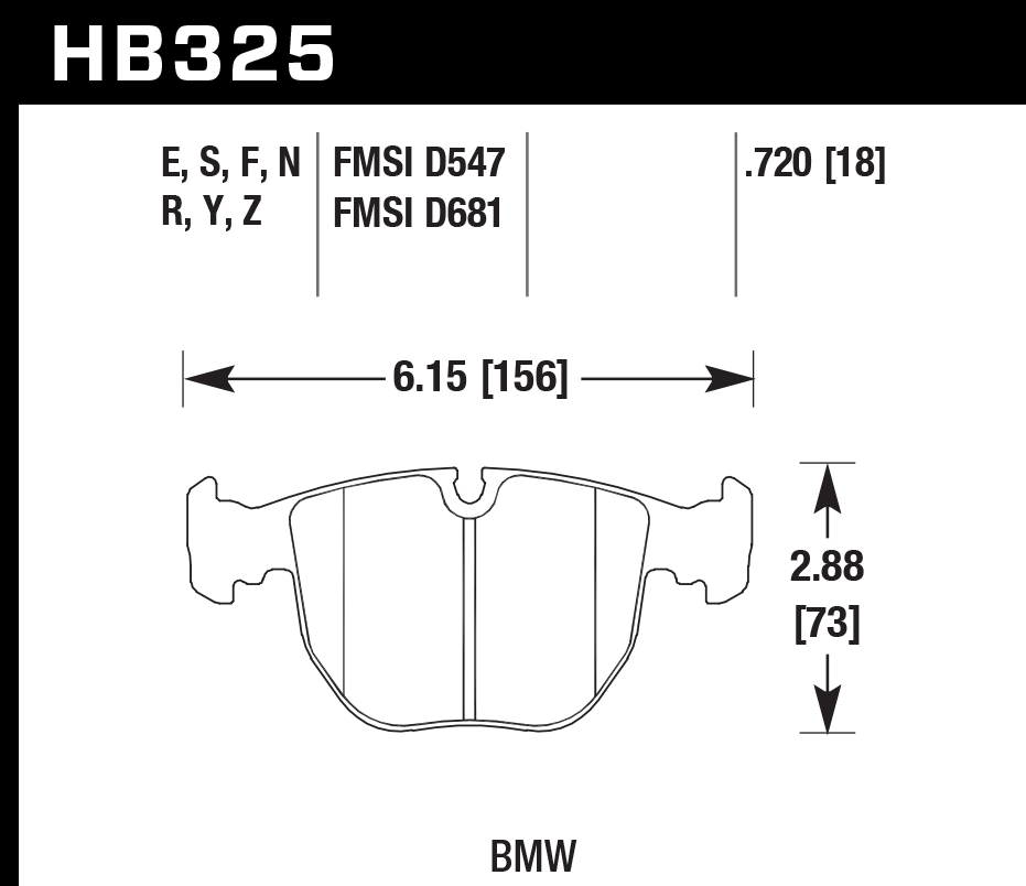 HB325S.720 - Hawk HT-10 Brake Pads; Front