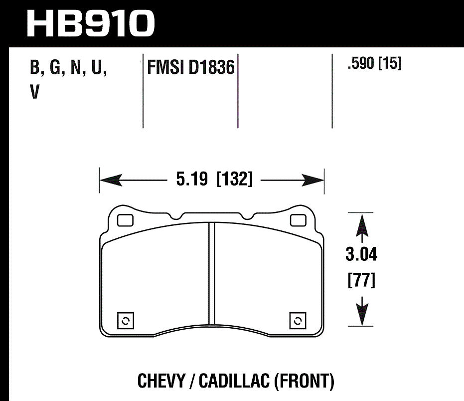 HB910N.590 - Hawk HP Plus Brake Pads; Front