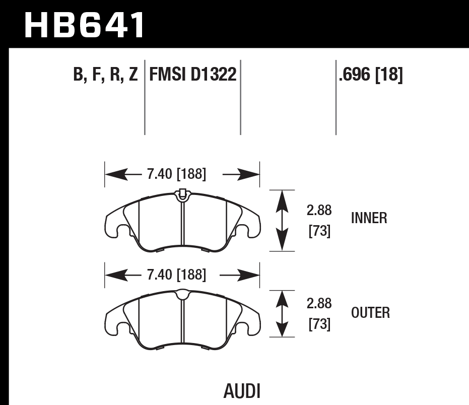 HB641F.696 - Hawk HPS Brake Pads; Front
