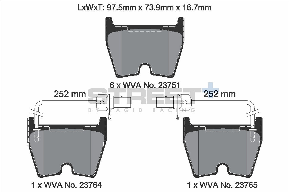 Pagid Racing Street+ Brake Pads - Front | T8044SP2001 - Pagid Racing brake pads