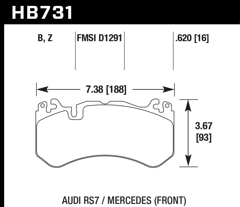 HB731N.620 - Hawk HP Plus Brake Pads; Front