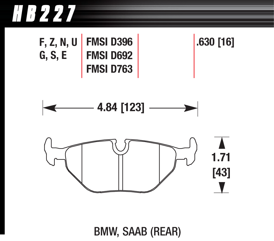 HB227U.630 - Hawk DTC-70 Brake Pads; Rear