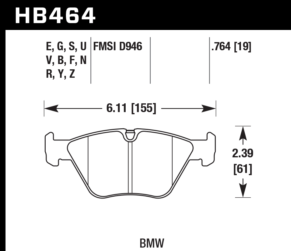 HB464D.764 - Hawk ER-1 Brake Pads; Front