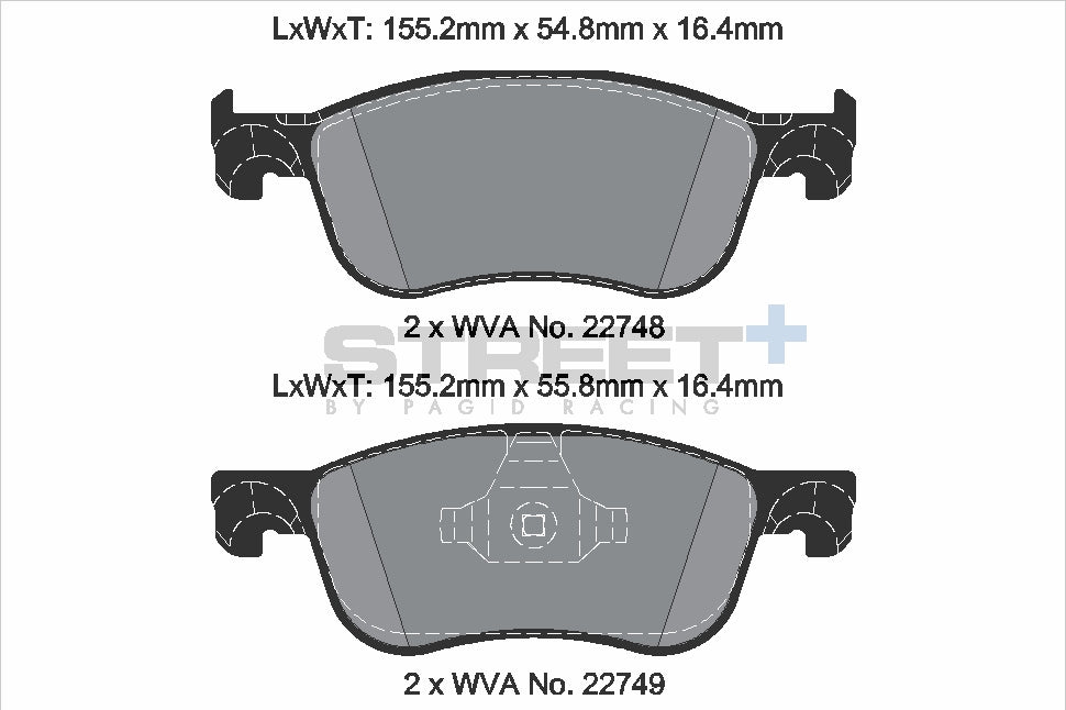 Pagid Racing Street+ Brake Pads - Front | T8234SP2001 - Pagid Racing brake pads