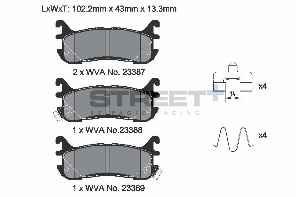 Pagid Racing Street+ Brake Pads - Rear | T8295SP2001 - Pagid Racing brake pads