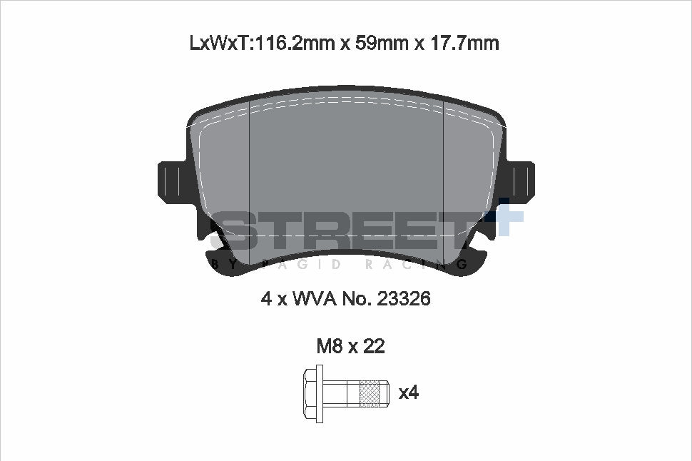 Pagid Racing Street+ Brake Pads - Rear | T8027SP2001 - Pagid Racing brake pads