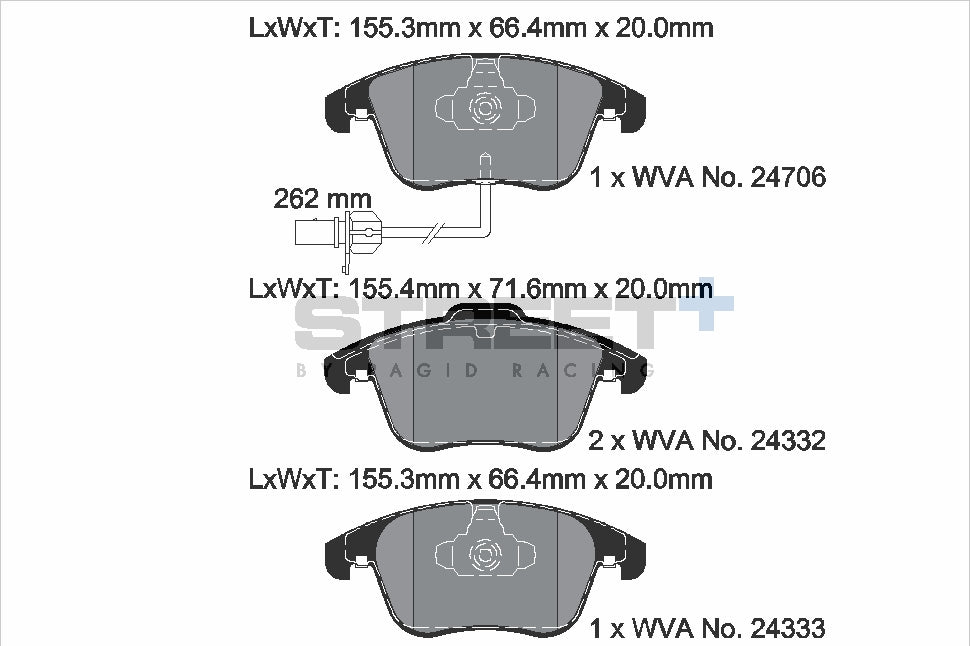 Pagid Racing Street+ Brake Pads - Front | T8090SP2001 - Pagid Racing brake pads
