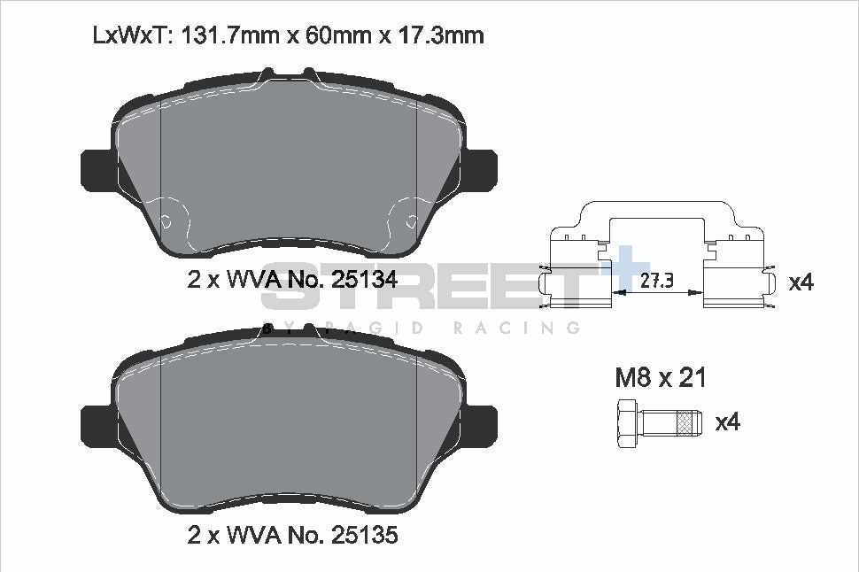 Pagid Racing Street+ Brake Pads - Front | T8197SP2001 - Pagid Racing brake pads