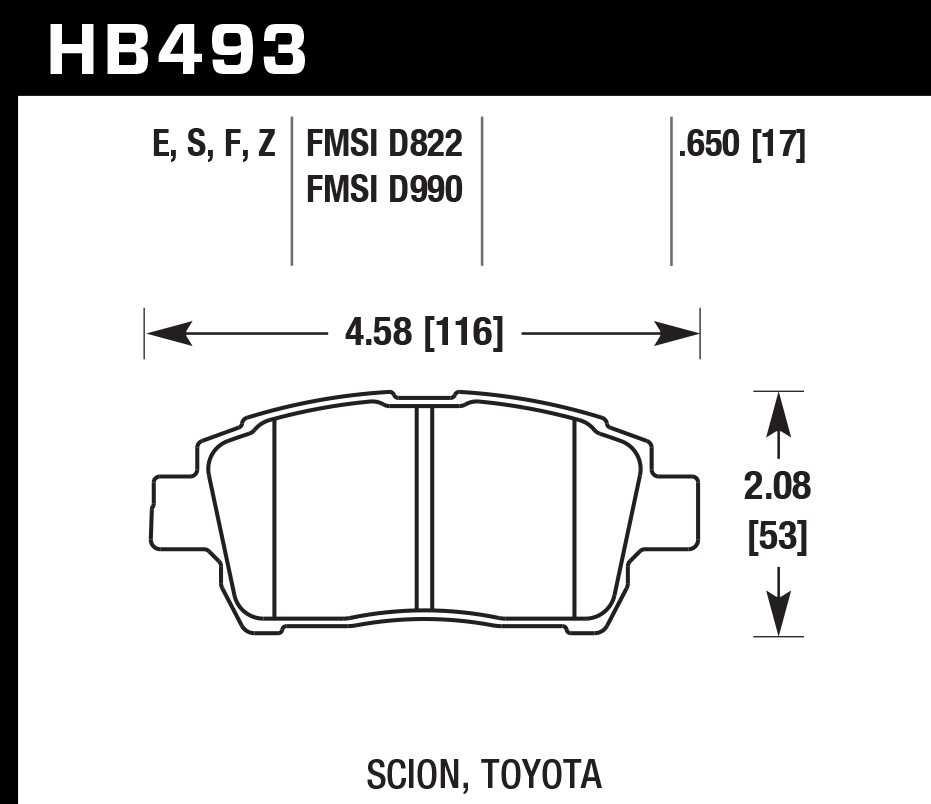 HB493E.650 - Hawk Blue 9012 Brake Pads; Front