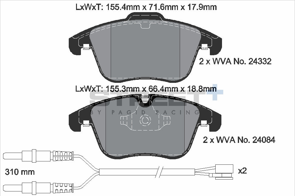Pagid Racing Street+ Brake Pads - Front | T8069SP2001 - Pagid Racing brake pads
