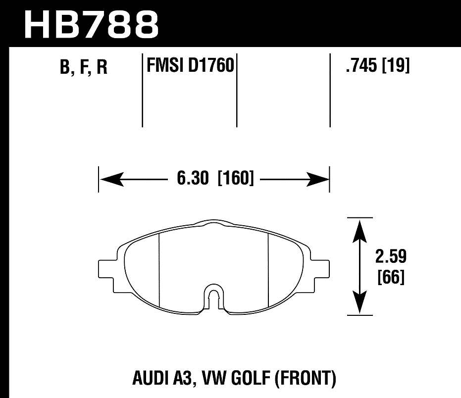 HB788F.745 - Hawk HPS Brake Pads; Front