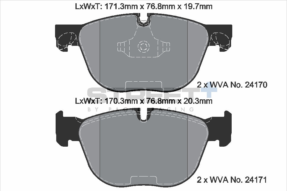 Pagid Racing Street+ Brake Pads - Front | T8060SP2001 - Pagid Racing brake pads