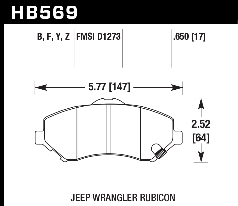 HB569B.650 - Hawk HPS 5.0 Brake Pads; Front