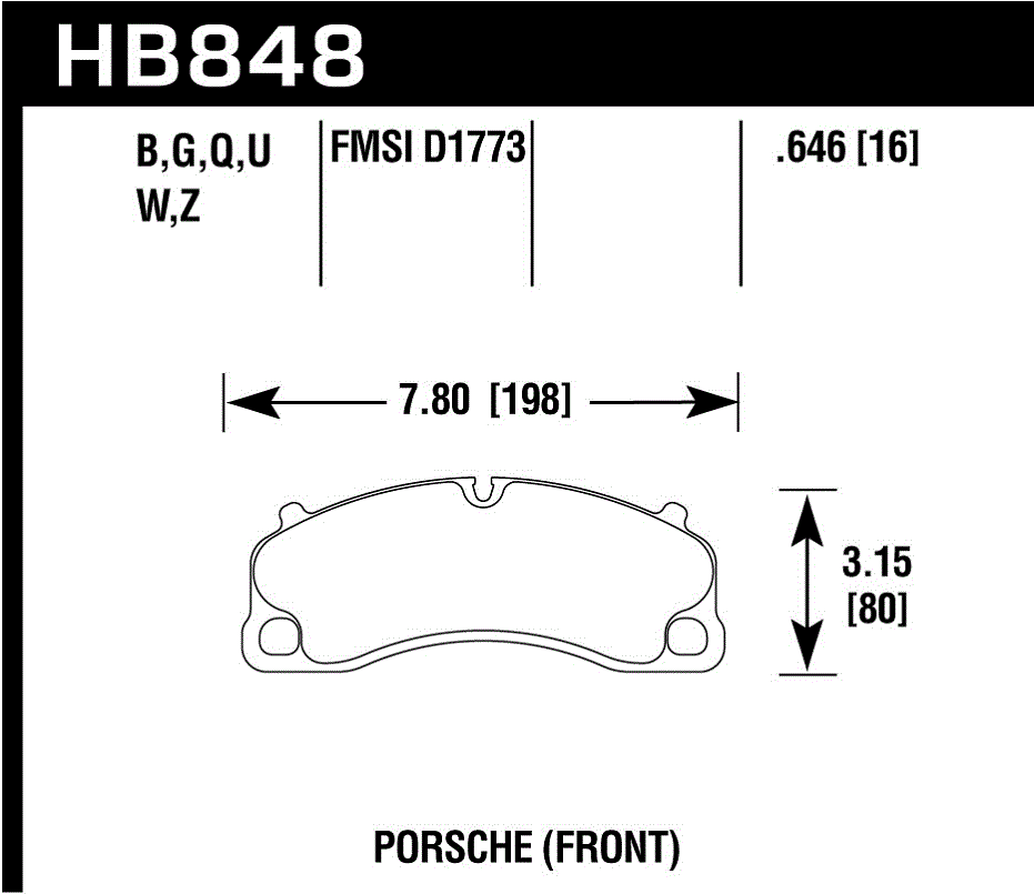 HB848G.646 - Hawk DTC-60 Brake Pads; Front