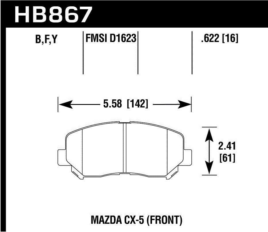 HB867B.622 - Hawk HPS 5.0 Brake Pads; Front