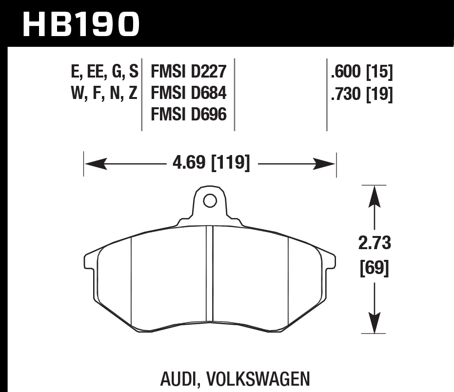 HB190D.600 - Hawk ER-1 Brake Pads; Front