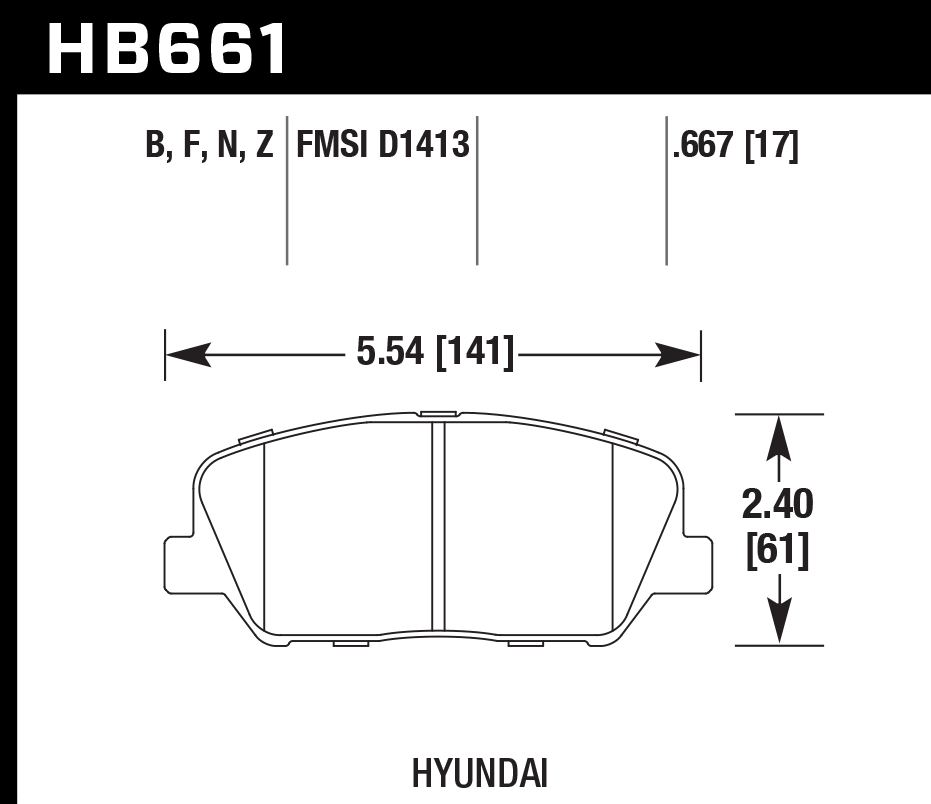 HB661B.667 - Hawk HPS 5.0 Brake Pads; Front