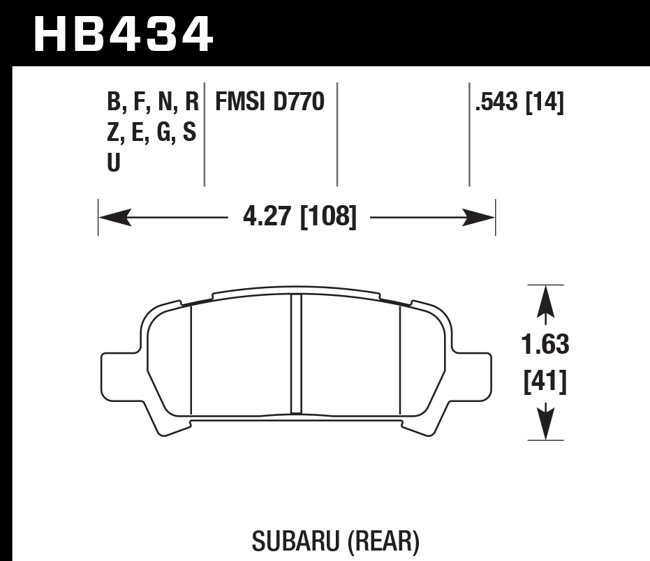 HB434N.543 - Hawk HP Plus Brake Pads; Rear
