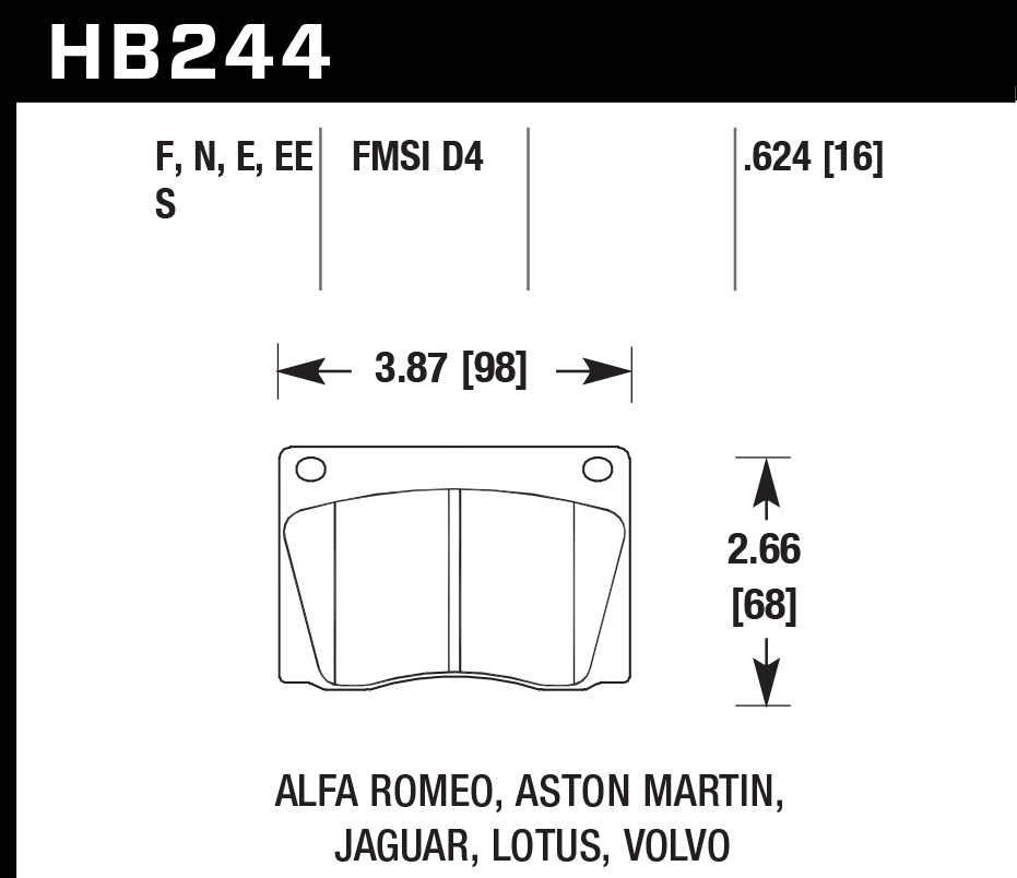 HB244D.624 - Hawk ER-1 Brake Pads; Front