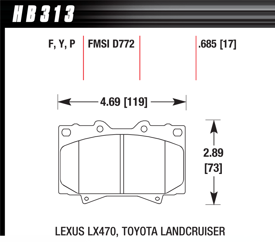 HB313Y.685 - Hawk LTS Brake Pads; Front