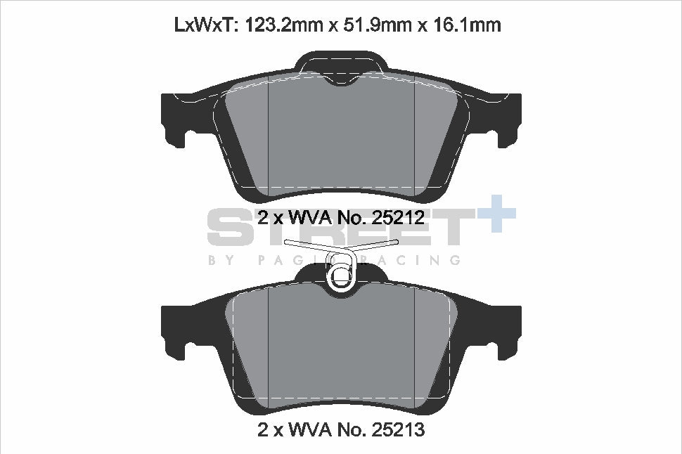 Pagid Racing Street+ Brake Pads - Rear | T8199SP2001 - Pagid Racing brake pads