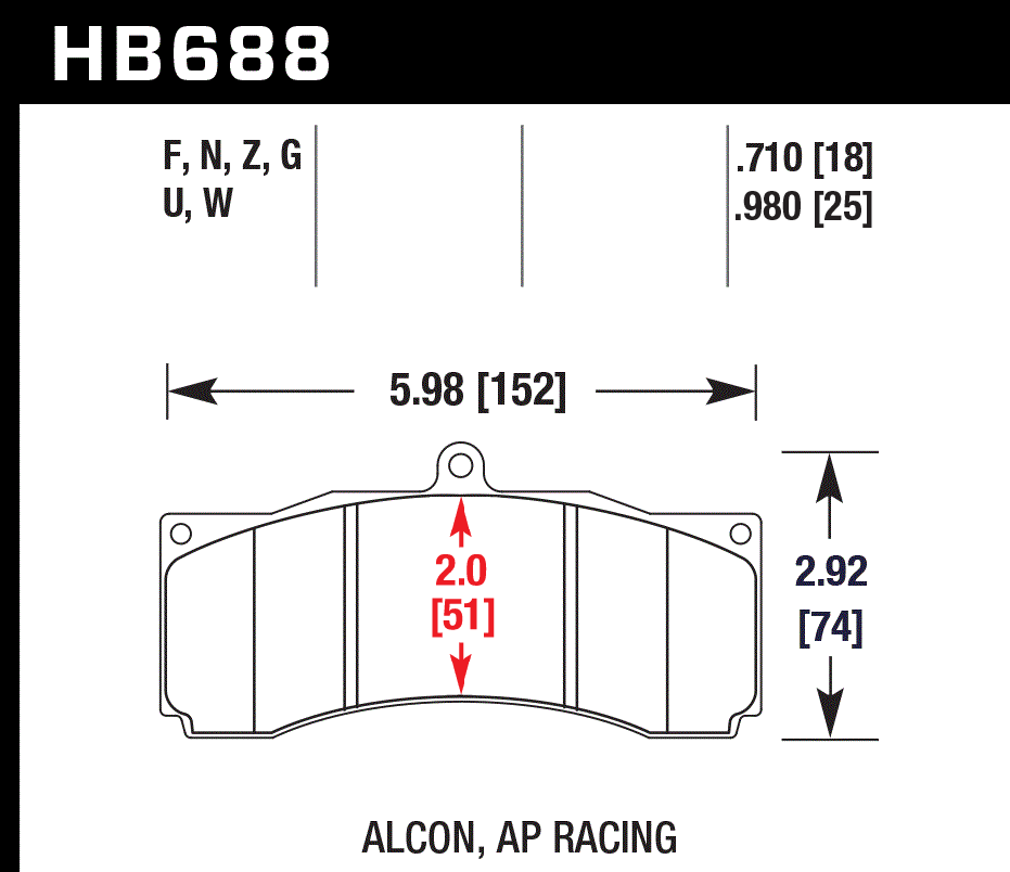 HB688G.980 - Hawk DTC-60 Brake Pads;