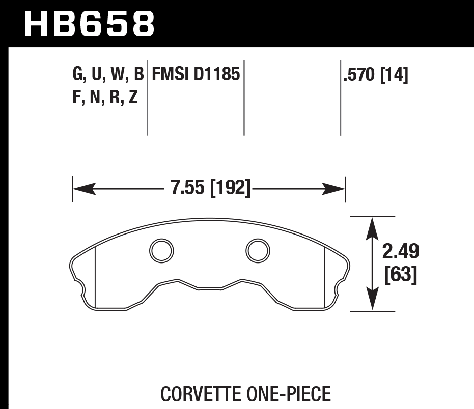 HB658N.570 - Hawk HP Plus Brake Pads; Front