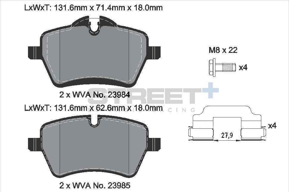 Pagid Racing Street+ Brake Pads - Front | T8303SP2001 - Pagid Racing brake pads