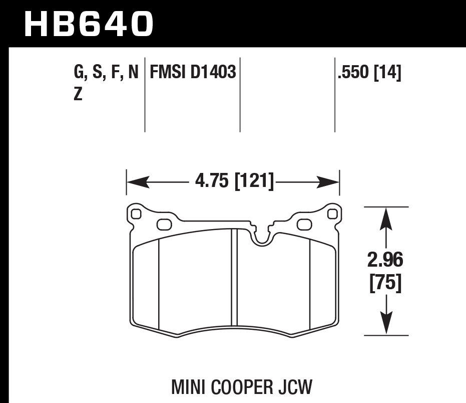 HB640N.550 - Hawk HP Plus Brake Pads; Front