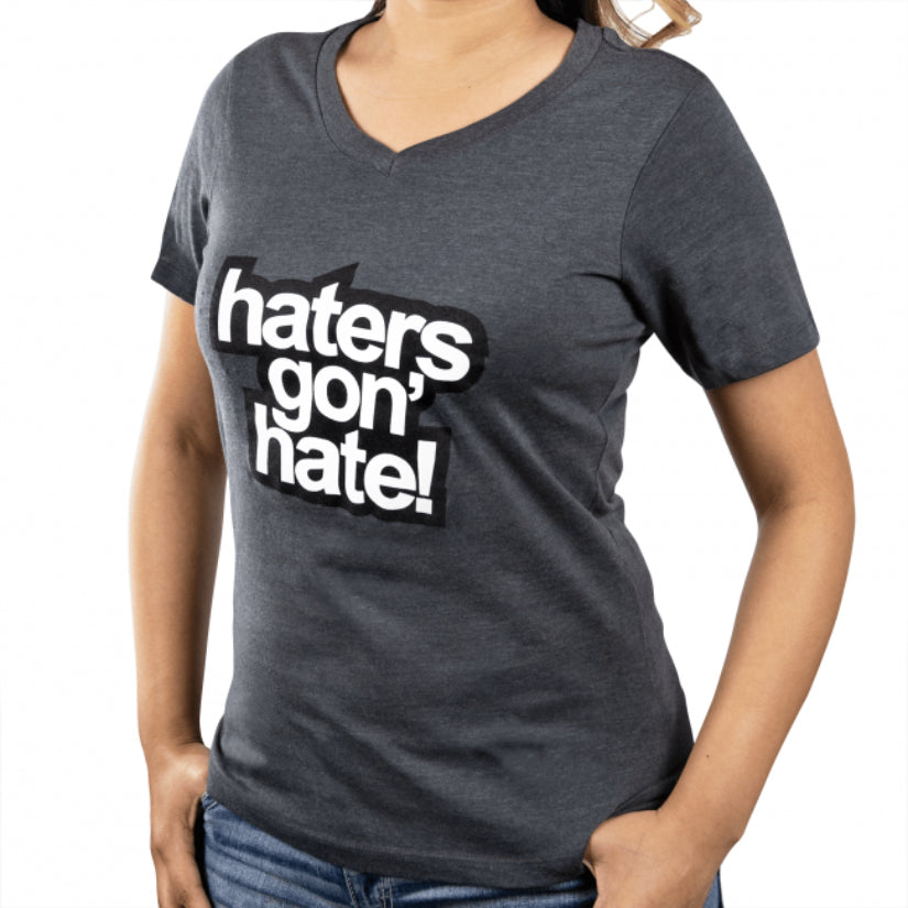 Skunk2 Haters Gon' Hate Ladies V-Neck T-Shirt Grey MD