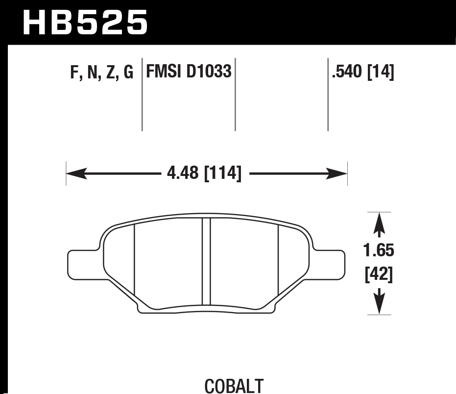 HB525F.540 - Hawk HPS Brake Pads; Rear