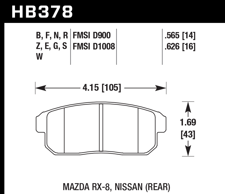 HB378G.565 - Hawk DTC-60 Brake Pads; Rear