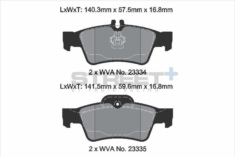 Pagid Racing Street+ Brake Pads - Rear | T8029SP2001 - Pagid Racing brake pads