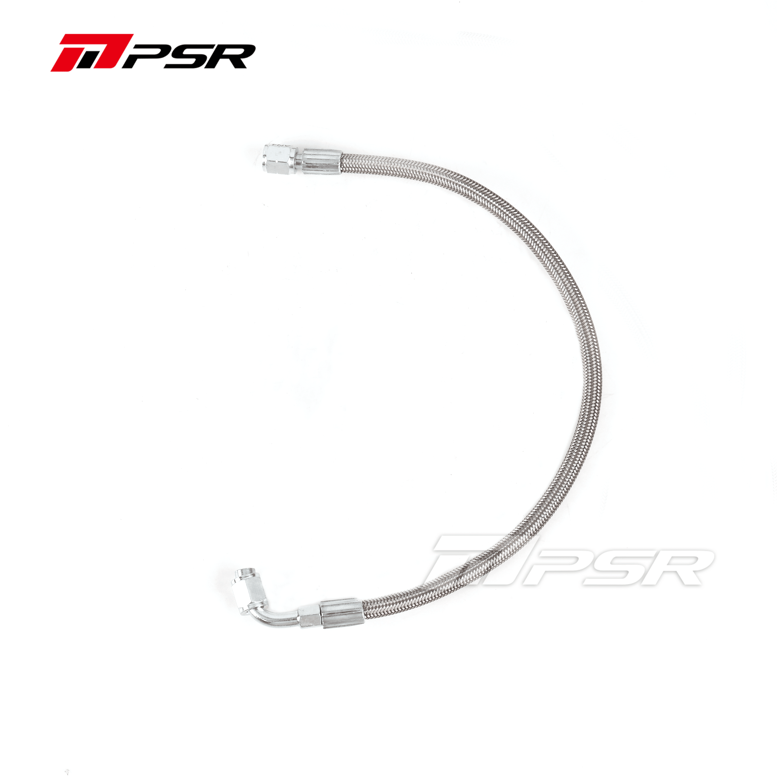 Pulsar Turbo Universal Performance Turbo Oil Feed Line 4AN - 4AN 90 Degree Straight Steel Braided - 43cm by Pulsar Turbo available at Torque Lab