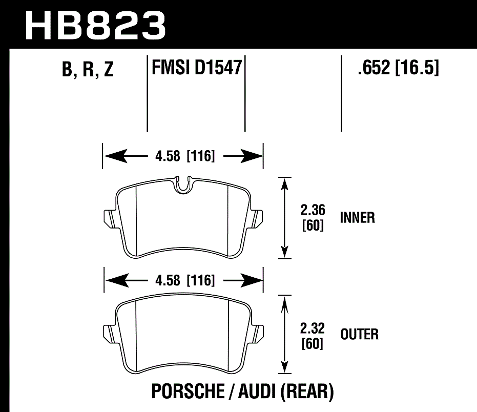 HB823B.652 - Hawk HPS 5.0 Brake Pads; Rear