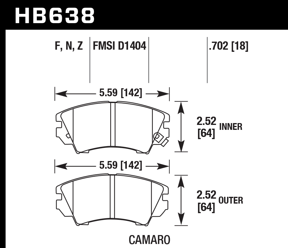 HB638B.702 - Hawk HPS 5.0 Brake Pads; Front