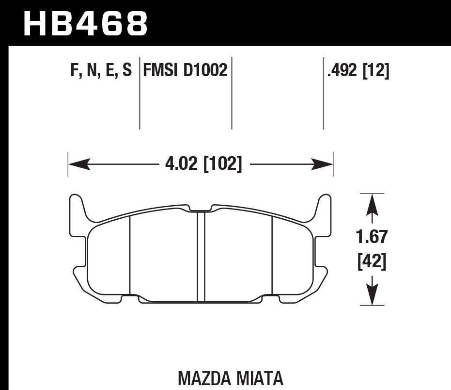 HB468N.492 - Hawk HP Plus Brake Pads; Rear