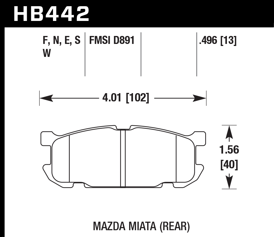 HB442G.496 - Hawk DTC-60 Brake Pads; Rear