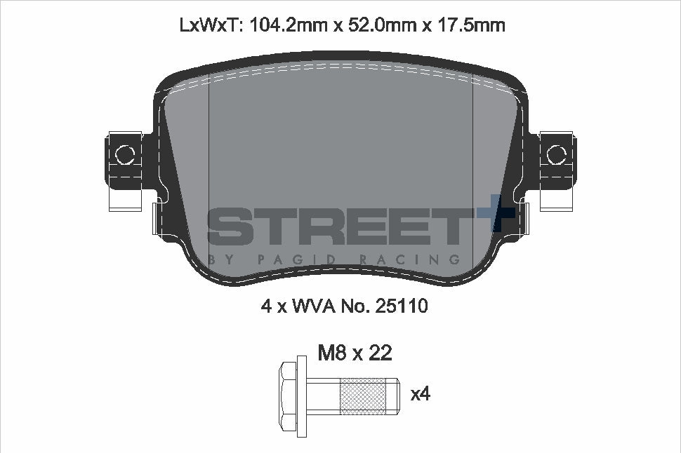 Pagid Racing Street+ Brake Pads - Rear | T8108SP2001 - Pagid Racing brake pads